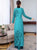 Mandarin Collar Flower Print Long Sleeve Full Length Ao Dai Dress