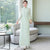 Mandarin Collar Long Trumpt Sleeve Full Length Chiffon Ao Dai Dress