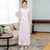 Round Neck Long Sleeve Full Length Floral Chiffon Ao Dai Dress