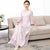 Round Neck Long Sleeve Full Length Floral Chiffon Ao Dai Dress