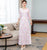 Round Neck Long Sleeve Full Length Floral Chiffon Ao Dai Dress