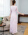 Round Neck Long Sleeve Full Length Floral Chiffon Ao Dai Dress