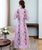 Mandarin Collar 3/4 Sleeve Full Length Floral Lace Ao Dai Dress