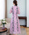 Vestido Ao Dai de encaje floral de longitud completa con cuello mandarín y manga 3/4
