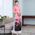 Half Sleeve Floral Print Full Length Chiffon Ao Dai Dress