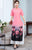 Half Sleeve Floral Print Full Length Chiffon Ao Dai Dress