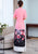 Half Sleeve Floral Print Full Length Chiffon Ao Dai Dress