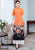 Half Sleeve Floral Print Full Length Chiffon Ao Dai Dress