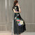 Chiffon Ao Dai Kleid in voller Länge mit Flügelärmeln und Blumendruck