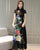 Cap Sleeve Floral Print Full Length Chiffon Ao Dai Dress