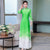 3/4 Sleeve Floral Print Full Length Chiffon Ao Dai Dress