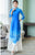 3/4 Sleeve Floral Print Full Length Chiffon Ao Dai Dress