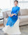 3/4 Sleeve Floral Print Full Length Chiffon Ao Dai Dress