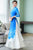 Vestido Ao Dai de gasa de longitud completa con estampado floral de manga 3/4