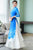 3/4 Sleeve Floral Print Full Length Chiffon Ao Dai Dress