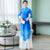 3/4 Sleeve Floral Print Full Length Chiffon Ao Dai Dress