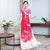 Phoenix Embroidery Short Sleeve Full Length Chiffon Ao Dai Dress