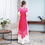 Phoenix Embroidery Short Sleeve Full Length Chiffon Ao Dai Dress