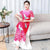 Phoenix Embroidery Short Sleeve Full Length Chiffon Ao Dai Dress