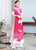 Phoenix Embroidery Short Sleeve Full Length Chiffon Ao Dai Dress