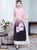 Half Sleeve Full Length Floral Print Chiffon Ao Dai Dress