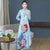 Vestido Ao Dai de gasa con estampado floral y manga 3/4 de longitud completa