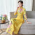 Mandarin Collar 3/4 Sleeve Full Length Floral Print Ao Dai Dress