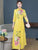 Mandarin Collar 3/4 Sleeve Full Length Floral Print Ao Dai Dress