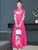 Mandarin Collar 3/4 Sleeve Full Length Floral Print Ao Dai Dress