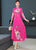 Mandarin Collar 3/4 Sleeve Full Length Floral Print Ao Dai Dress