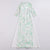 Mandarin Collar 3/4 Sleeve Full Length Floral Print Ao Dai Dress
