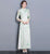 Mandarin Collar 3/4 Sleeve Full Length Floral Print Ao Dai Dress