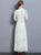 Mandarin Collar 3/4 Sleeve Full Length Floral Print Ao Dai Dress