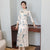 Mandarin Collar Long Sleeve Full Length Floral Silk Ao Dai Dress