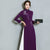 Mandarin Collar Long Sleeve Full Length Floral Chiffon Ao Dai Dress