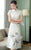 Mandarin Collar Cap Sleeve Tea Length Floral Chiffon Ao Dai Dress
