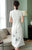 Mandarin Collar Cap Sleeve Tea Length Floral Chiffon Ao Dai Dress