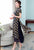 Mandarin Collar Cap Sleeve Tea Length Chiffon Ao Dai Dress