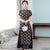 Mandarin Collar Cap Sleeve Tea Length Chiffon Ao Dai Dress