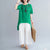 Floral Embroidery Round Neck Blouse with Loose Pants Chinese Suit