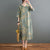 2/3 Sleeve V Neck Hanfu Floral Causal Dress Traiditonal Chinese Costume
