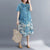 Short Sleeve Floral Signature Cotton Cheongsam Casual Dress