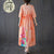 Abito casual in cheongsam di cotone con scollo a V e scollo a V a mezza manica