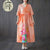 Abito casual in cheongsam di cotone con scollo a V e scollo a V a mezza manica