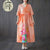 Robe décontractée à manches courtes et col en V en coton à signature florale Cheongsam