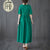 Signature Cotton V Neck Tea Length Oriental Casual Dress