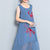 Floral Embroidery Round Neck Oriental Chiffon Casual Dress