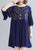 Floral Embroidery Trumpet Sleeve Oriental Casual Dress Beach Dress