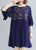 Floral Embroidery Trumpet Sleeve Oriental Casual Dress Beach Dress