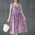 Retro Floral Tea Length Slip Dress Oriental Sundress